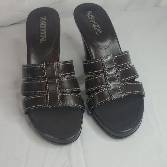 Franco Fortini Brown Laurie Strappy Block Heel Sandals size 8 - Picture 1 of 8